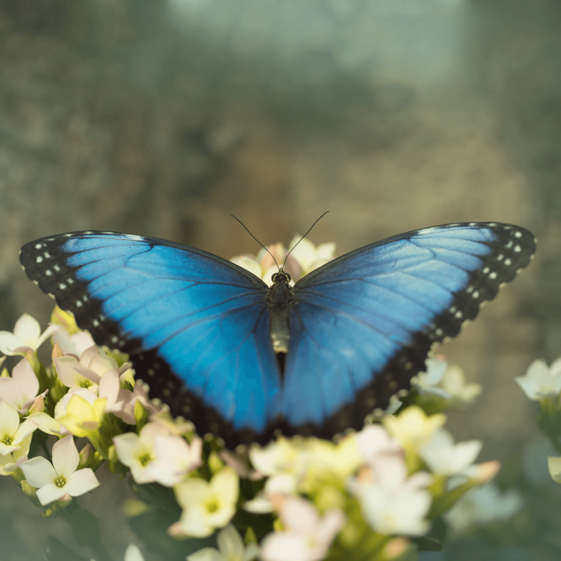 blauer Schmetterling auf Blume